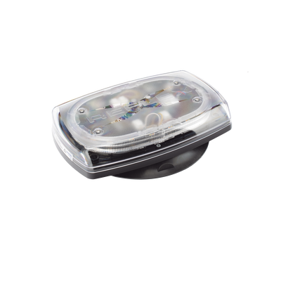 Mini torreta de 48 LED 10" Ámbar/Claro, Lente Transparente, Imán y Encendedor de Vehículo