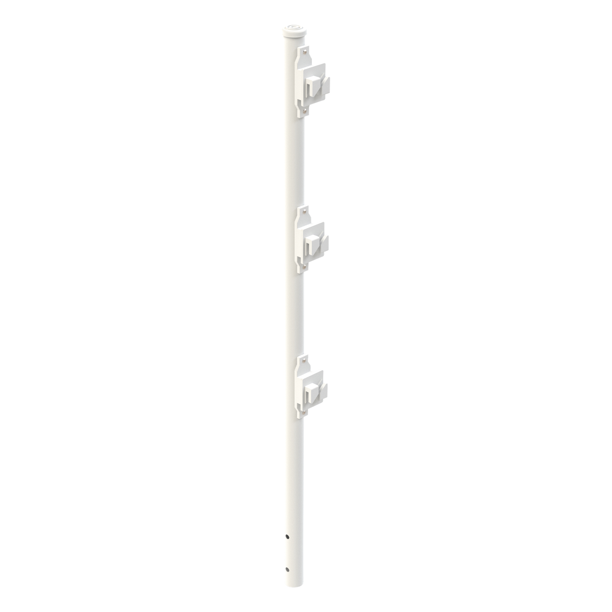 Poste de Paso Blanco de 0.75m para Cerca Electrificada. Tubo Galvanizado cal. 18 de 1"Diam. con Tapón y 3 Aisladores Instalados. — EPCOM INDUSTRIAL · SKU SYS-POST-7W