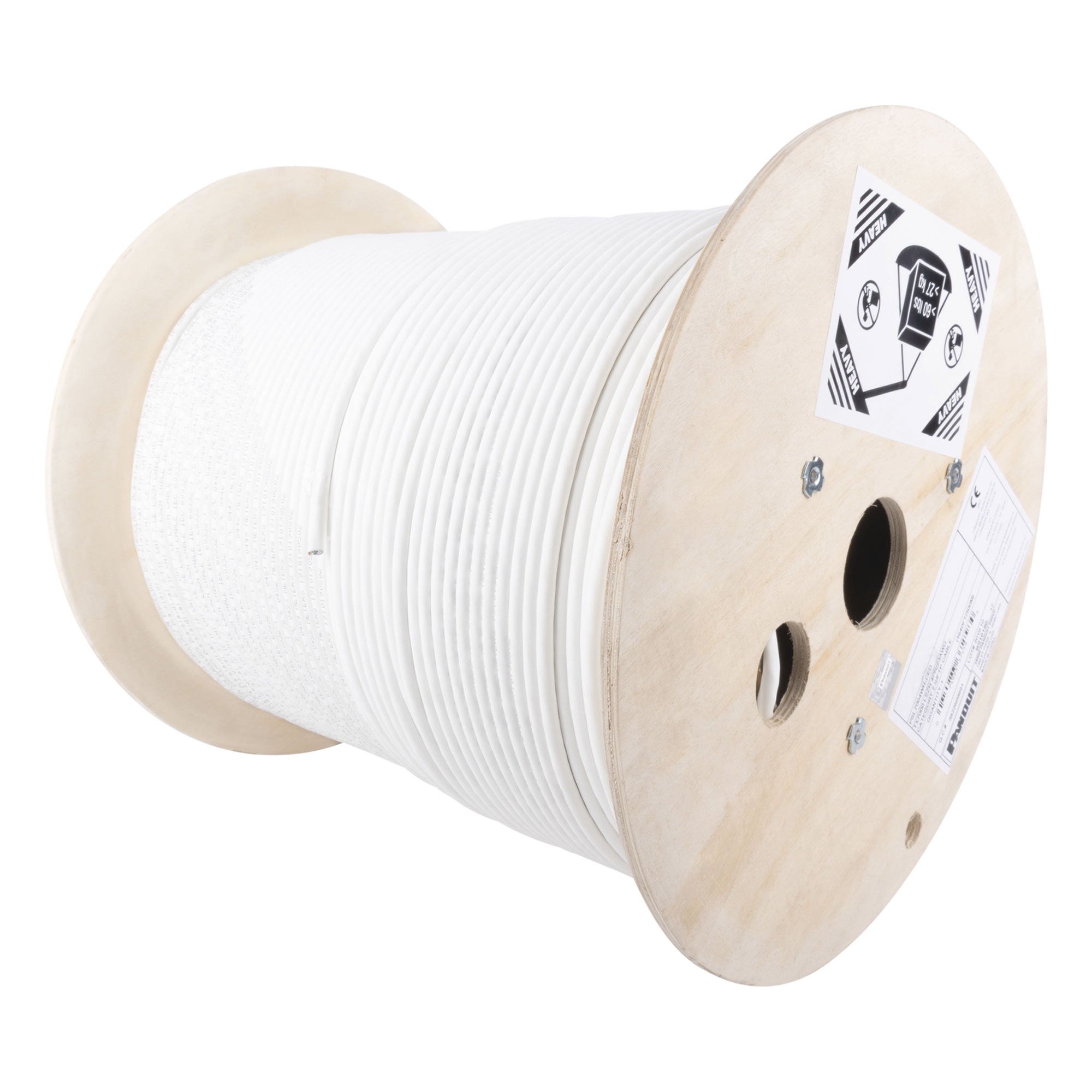 Bobina de Cable Blindado S/FTP de 4 Pares, Cat7, Inmune a Ruido e Interferencias, LSZH (Bajo Humo, Cero Halógenos), Color Blanco, Bobina de 500 Metros (1640 Pies) — PANDUIT · SKU PSL7004WH-CED