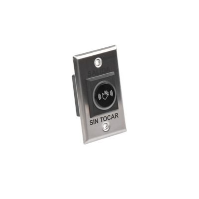 Botón de Salida sin Contacto / Sensor IR / Iluminado / Normalmente Abierto y Cerrado / Distancia Ajustable de Detección / Rele Ajustable de 0.5 a 30 Segundos / Uso Interior