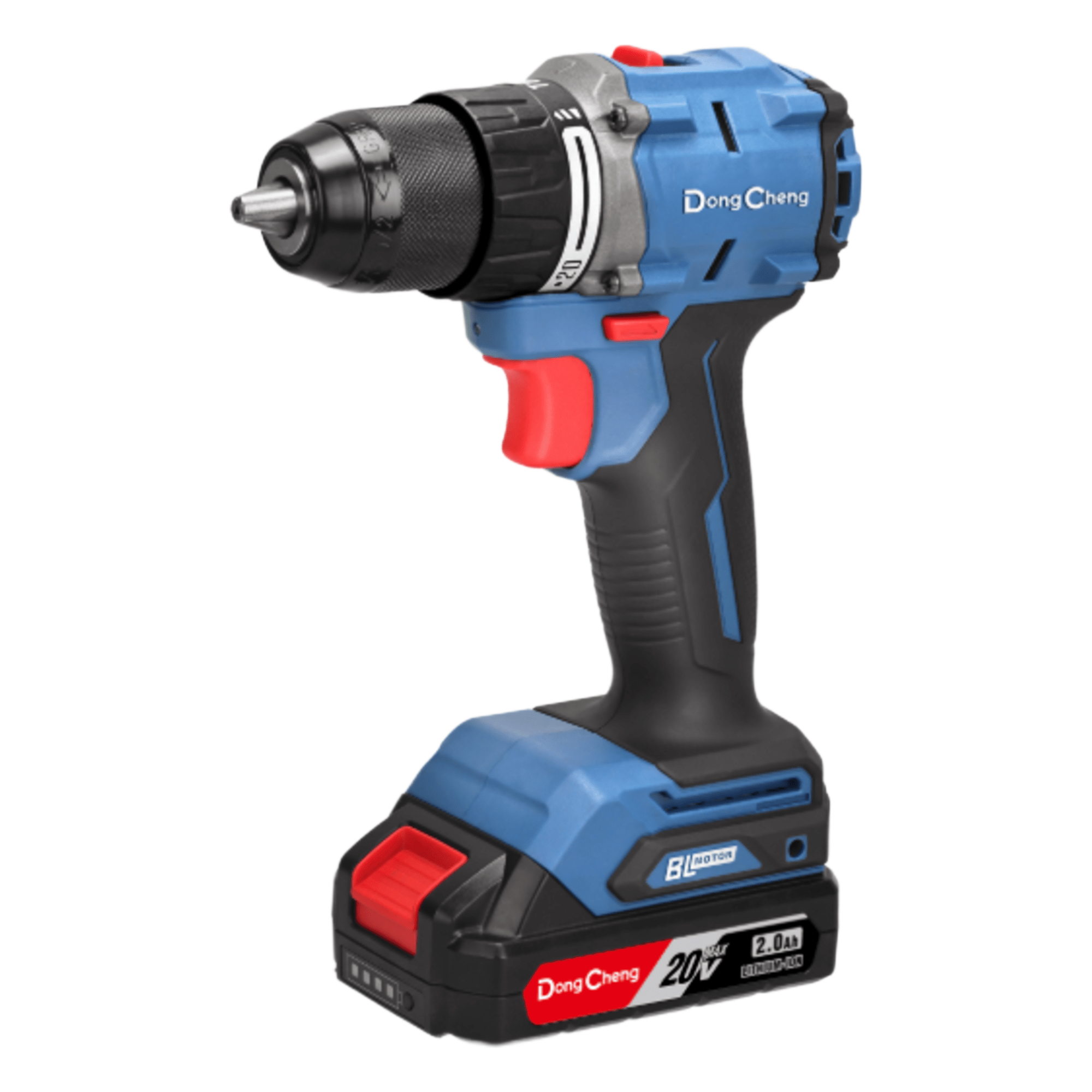 Rotomartillo / Taladro Inalámbrico de 20V sin Carbones, Broquero de 1/2", incluye 2 Baterías de 2.0 Ah, Cargador y Maletín — DONGCHENG · SKU DCJ-Z2060-IAM