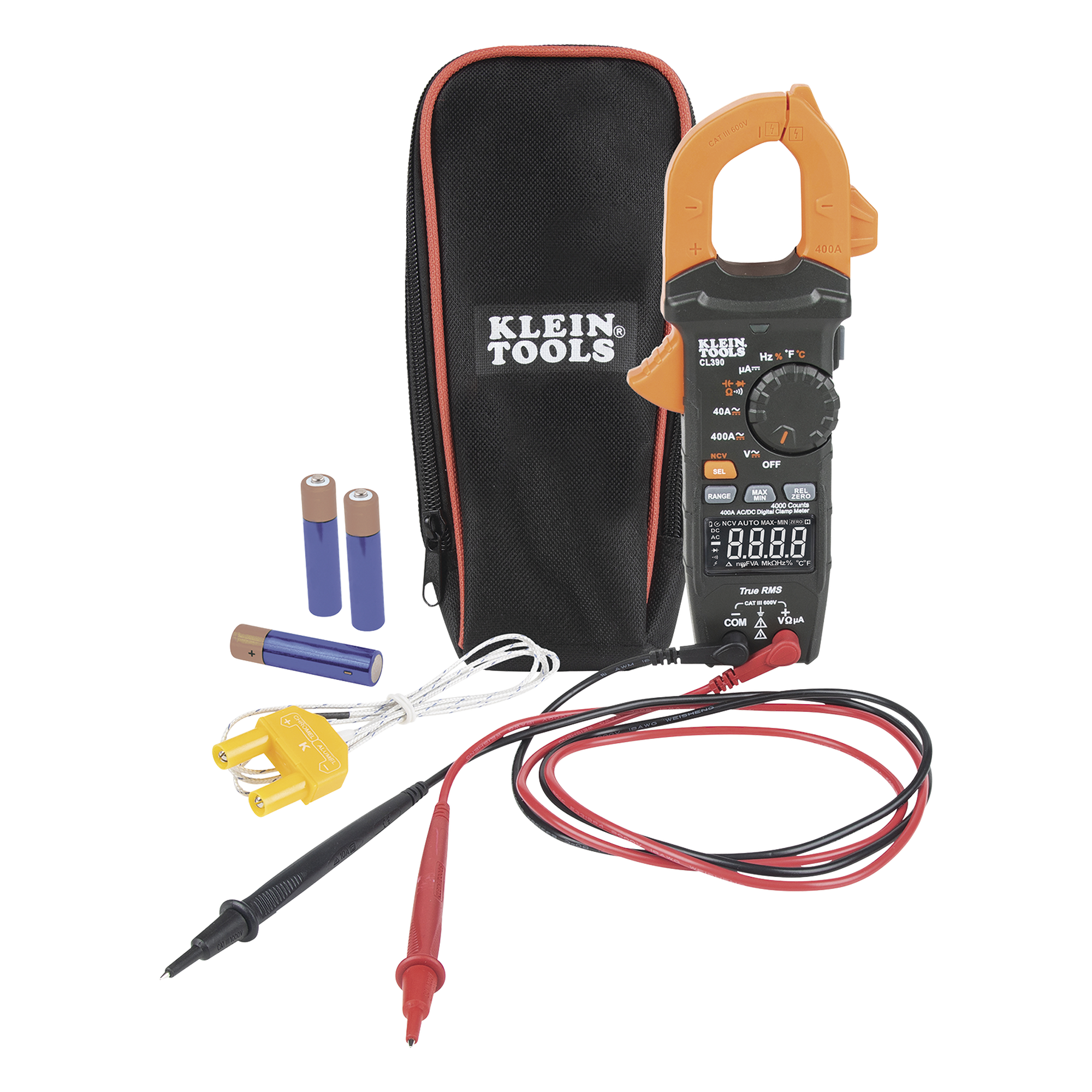Amperímetro Digital de Gancho, Rango Automático de 400 A CA/CD. (MIDE CORRIENTE DIRECTA) — KLEIN TOOLS · SKU CL-390