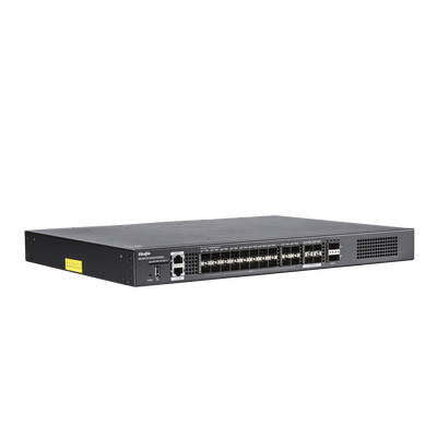 Switch distribución de fibra hasta 23 Tbps de Capacidad, 20 puertos SFP+ 10G, 4 Puertos SFP28 25G y 2 puertos QSFP+ 40G