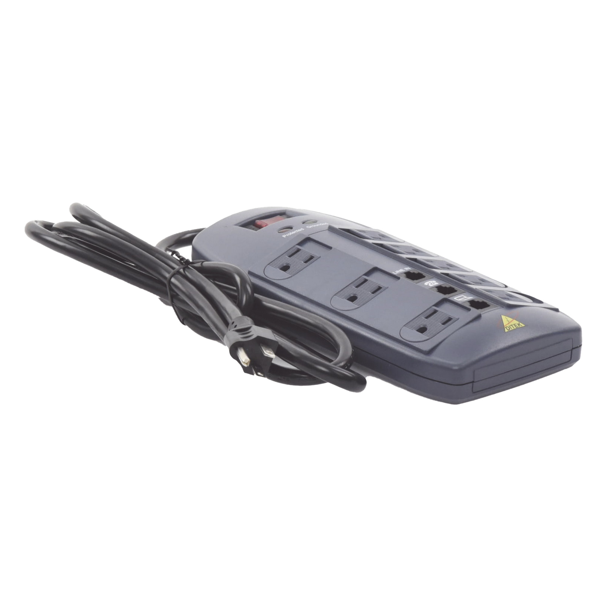 Multicontacto 8 Salidas / 120 VCA 15 A / 2160 Joules / Telco RJ11 / 6 Transformadores Simultáneos — DITEK · SKU DTK-8FF