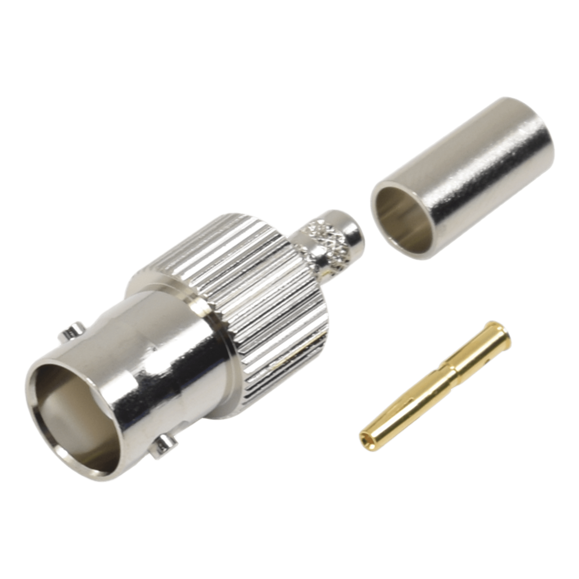 Conector BNC Hembra de anillo plegable para cable LP-195, LP-142, RG-58/U, RG-142/U. — RF INDUSTRIES,LTD · SKU RFB-1123-1