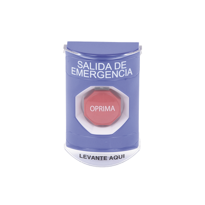 Botón de Salida de Emergencia, Texto en Español, Tapa Protectora de Policarbonato Súper Resistente, Restablecimiento con Llave
