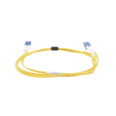 Jumper de Fibra Óptica Monomodo (OS2), XGLO, Riser, LC/UPC-LC/UPC Duplex, OFNR, Color Amarillo, 1 Metro (3.28 Pies)