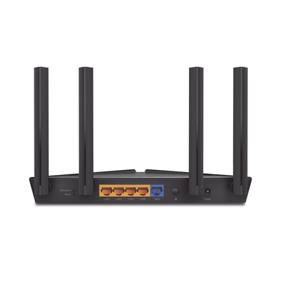 Router WiFi 6 doble banda AX 1800 Mbps / MU-MIMO y OFDMA / 1 Puerto WAN 10/100/1000 Mbps / 4 Puertos LAN 10/100/1000 Mbps / 4 Potentes Antenas / Compatible con EasyMESH