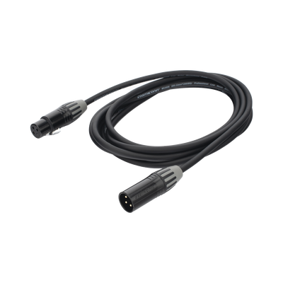 Cable XLR | 3 polos | Conector Hembra-Macho | Serie M | Carcasa Negra | Contactos Dorados | Ideal para Microfonía | Longitud 3m