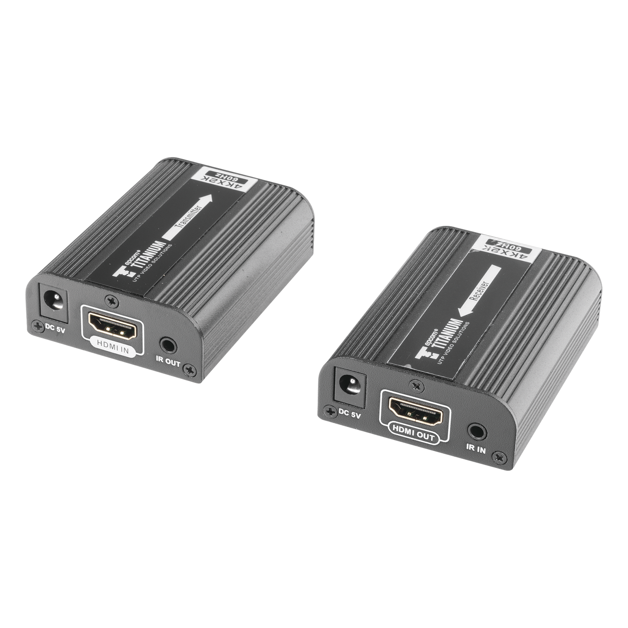 Kit Extensor HDMI para distancias de 30 metros / Resolución 4K x 2K@ 30 Hz/ Cat 6, 6a y 7 / HDCP2.2 / HDMI 2.0 / Soporta PCM, HDbitT / Soporta control remoto del equipo fuente. — EPCOM TITANIUM · SKU TT-672