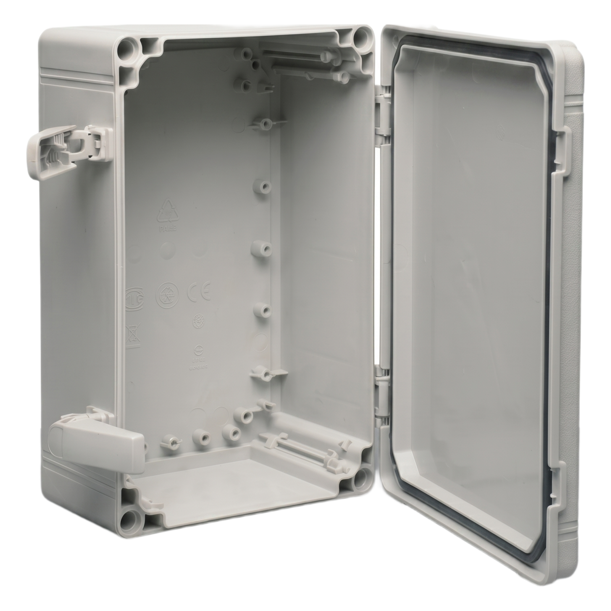 Gabinete QLine I Tipo 4X / 200 x 200 x 180 mm (7.87 x 7.09 x 7.09 in) / ABS / IP66 / Tapa Opaca con Tornillos / Montaje 180 x 180 mm / Gris RAL 7035 — HOFFMAN · SKU Q202018ABI