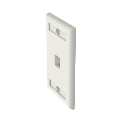 Placa de Pared Vertical, Salida Para 1 Puerto Keystone, Con Espacios Para Etiquetas, Color Blanco Mate