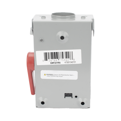 Interruptor de Seguridad GNF221RA, 240Vca, 2 polos, 30 Amp, sin portafusibles, Nema 3R.