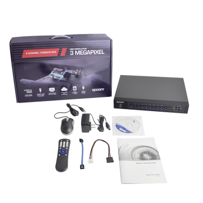 DVR 3 Megapixel / 4 Canales TURBOHD + 2 Canales IP / 1 Bahía de Disco Duro / H.264+ / 4 Canales de Audio / 4 Entradas de alarma / Vídeoanálisis