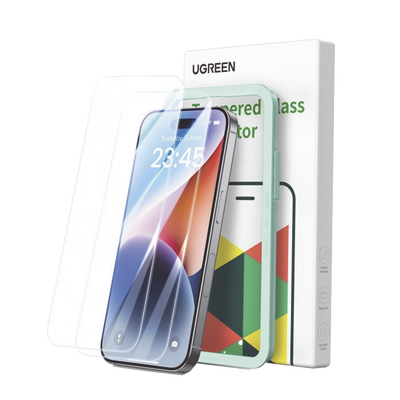 Protector de pantalla UGREEN HD con marco de instalación para iPhone 16 Pro Max (paquete de 2)