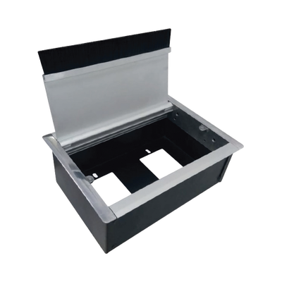 Caja Universal Vacía de 2 Módulos para Instalación en Escritorio (Voz, Datos, Video, Contactos Eléctricos), (No Incluye Accesorios)