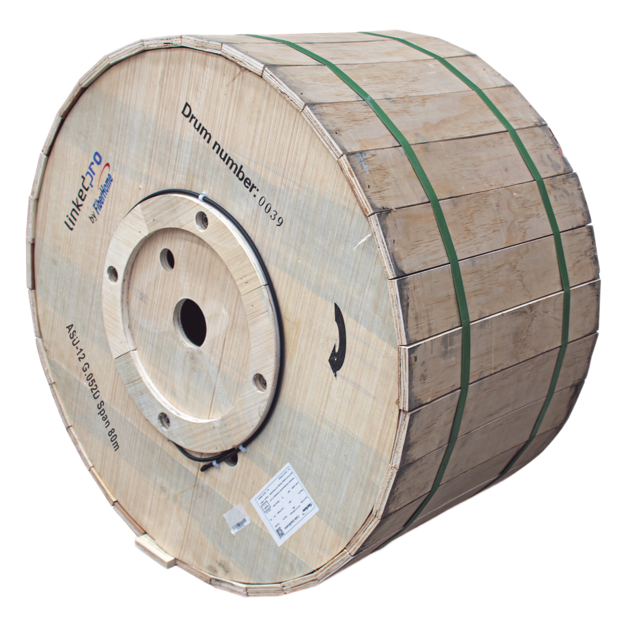 Carrete de 4 km de Fibra Óptica Aérea Mini ADSS (ASU) G.652D, Monomodo de 12 Hilos, Exterior, Span 80, Loose Tube — LINKEDPRO BY FIBERHOME · SKU MINI-ADSS-12C/4KM