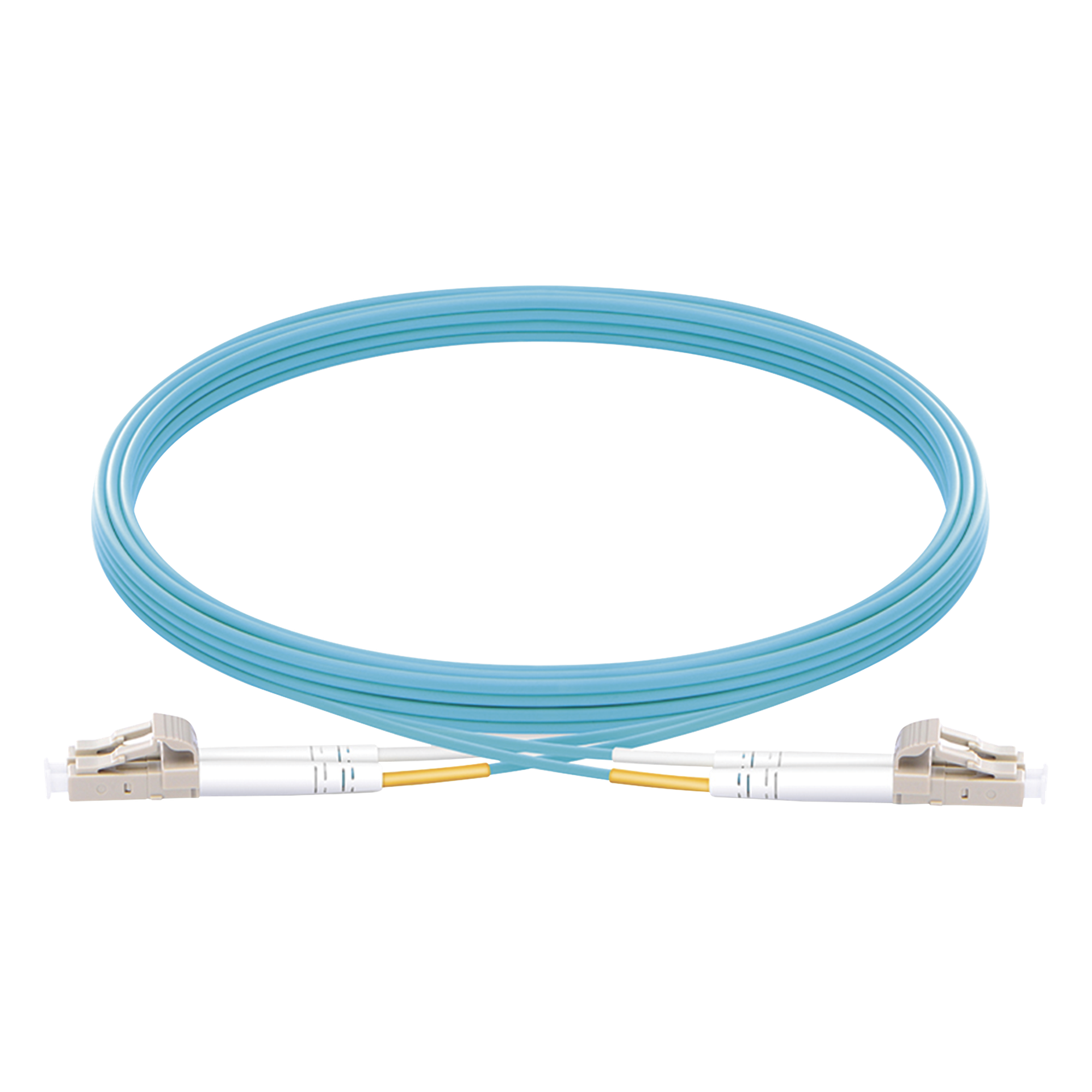 Jumper de Fibra Óptica Multimodo OM3 50/125 LC-LC OFNR (Riser), 2.0 mm, Dúplex, Aqua, 5 Metros (16.40 Pies) — LINKEDPRO BY EPCOM · SKU LP-FOM3-LCLC-R05