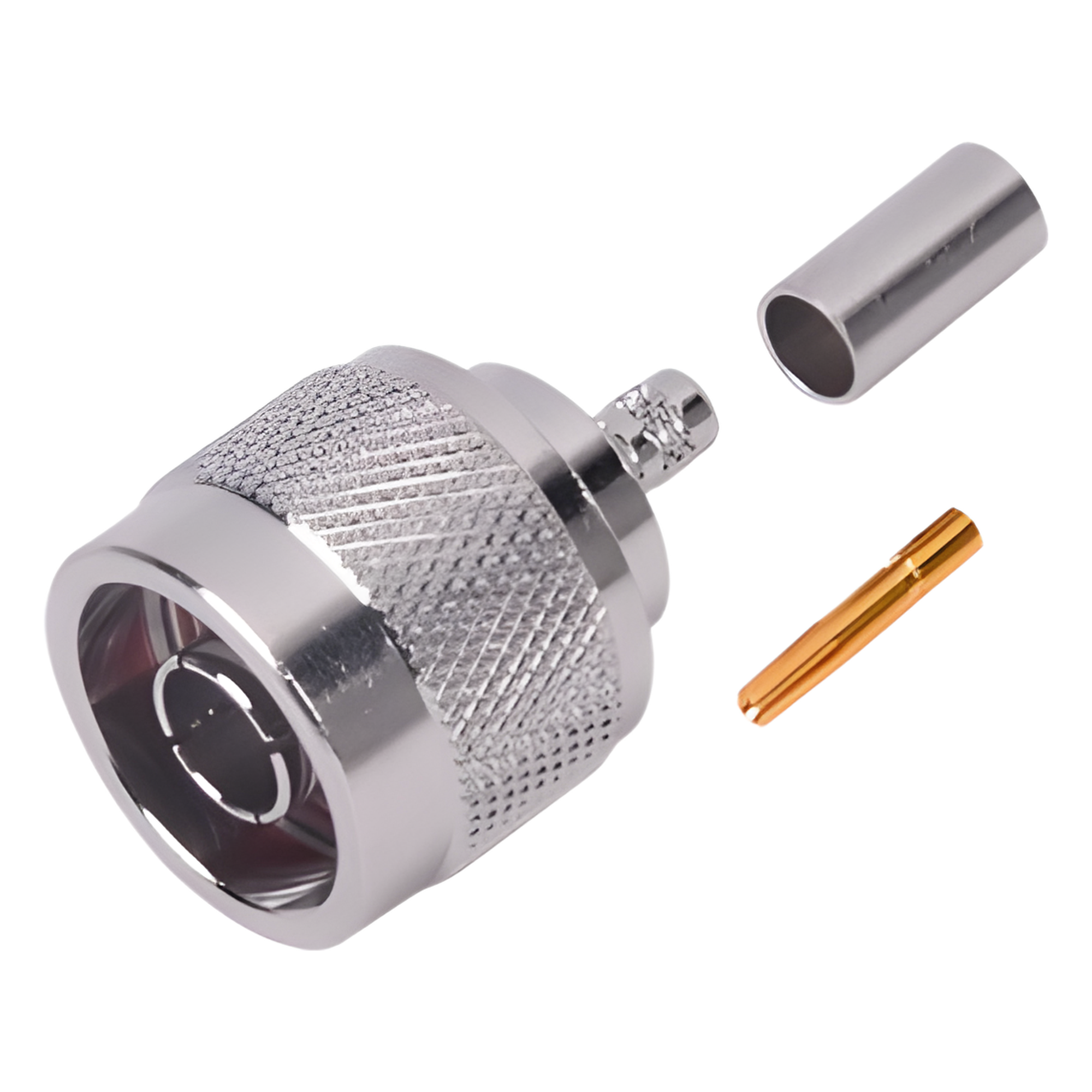 Conector N Macho Inverso de Anillo Plegable para cables RG-58/U, RG-142/U. — RF INDUSTRIES,LTD · SKU RP-1005-C