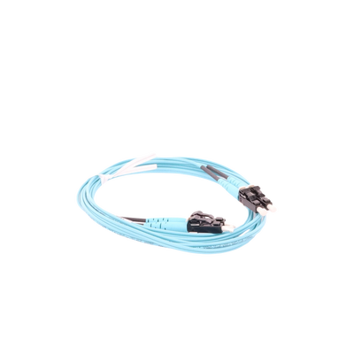 Jumper de Fibra Optica Multimodo 50/125 OM3, LC-LC Duplex, OFNR (Riser), Color Aqua, 2 Metros (6.56 Pies)