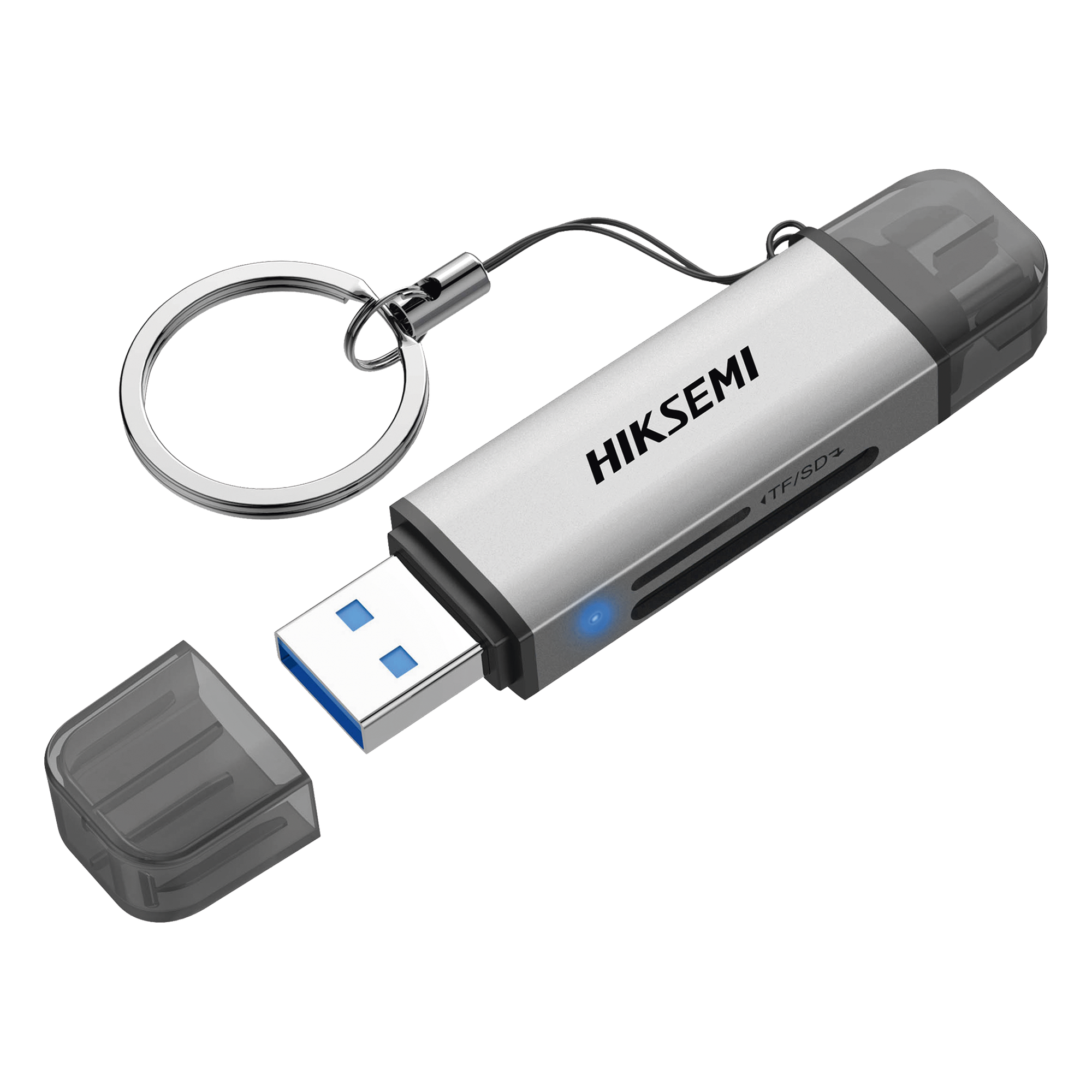 Lector de Tarjetas 2 en 1 / Conector Dual USB-A y USB-C / Soporta SD y Micro SD / 5 Gbps / Aleación de Aluminio — HIKSEMI by HIKVISION · SKU HS-HUB-CR01