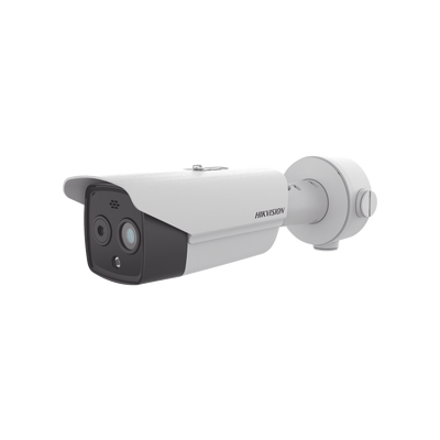 Cámara Bala IP Térmica y Óptica Biespectral / Análisis de Video (VCA) para Protección Perimetral / Medición de Temperatura -20°C a 150°C / Teleobjetivo Térmico 9.7mm / Térmica 256 x 192 