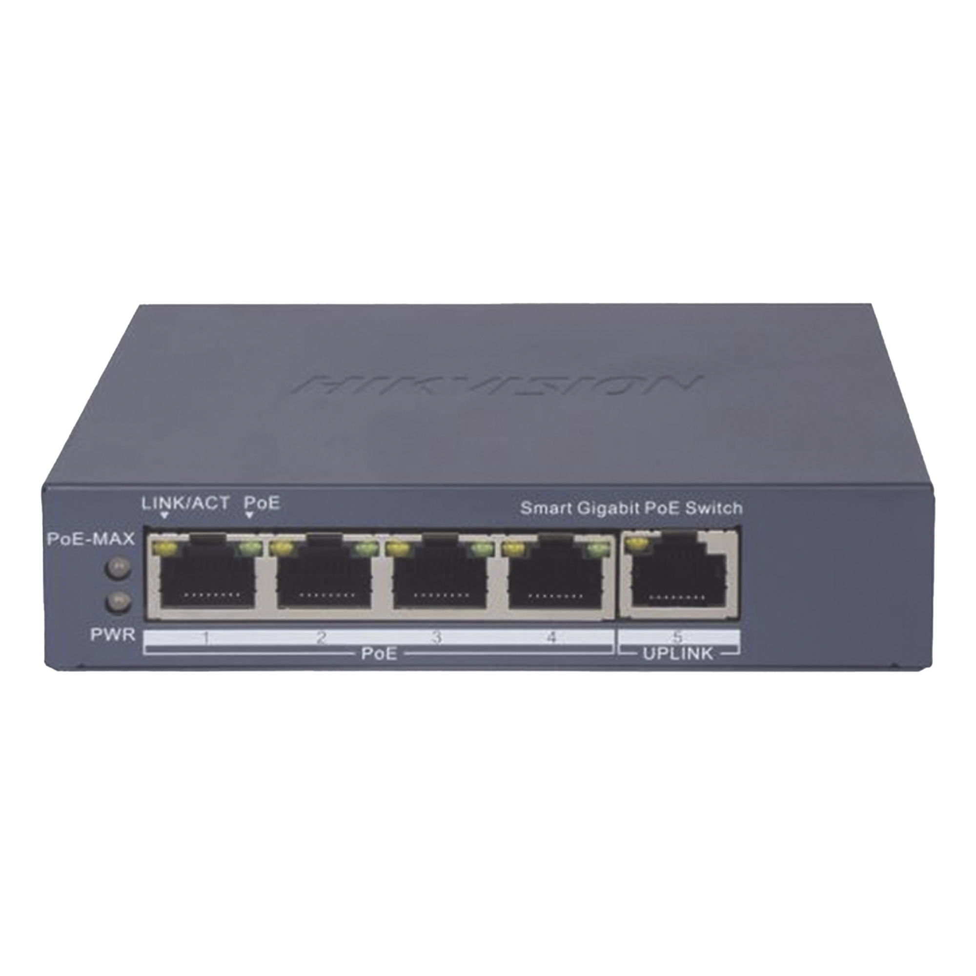 Switch Gigabit PoE+ / Administrable / 4 Puertos 1000 Mbps PoE+ / 1 Puerto 1000 Mbps Uplink / Configuración Nube Hik-PartnerPro / Modo Extendido hasta 300 Metros / 60 Watts — HIKVISION · SKU DS-3E1505P-EI