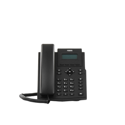 Teléfono IP / 2 Líneas SIP / Pantalla LCD 2.3" 132x64 / Audio HD G.722 y Opus / Conferencia 6 Vías / PoE 802.3af / Puertos Ethernet Duales 10/100 / Soporte EHS