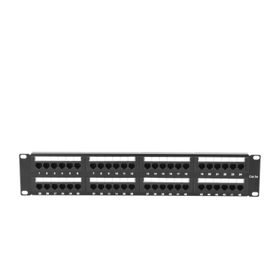 Panel de Parcheo de Impacto (110) UTP de 48 Puertos Cat5e 19 Pulgadas (48.26 cm), 2U con Barra para Organizar Cable