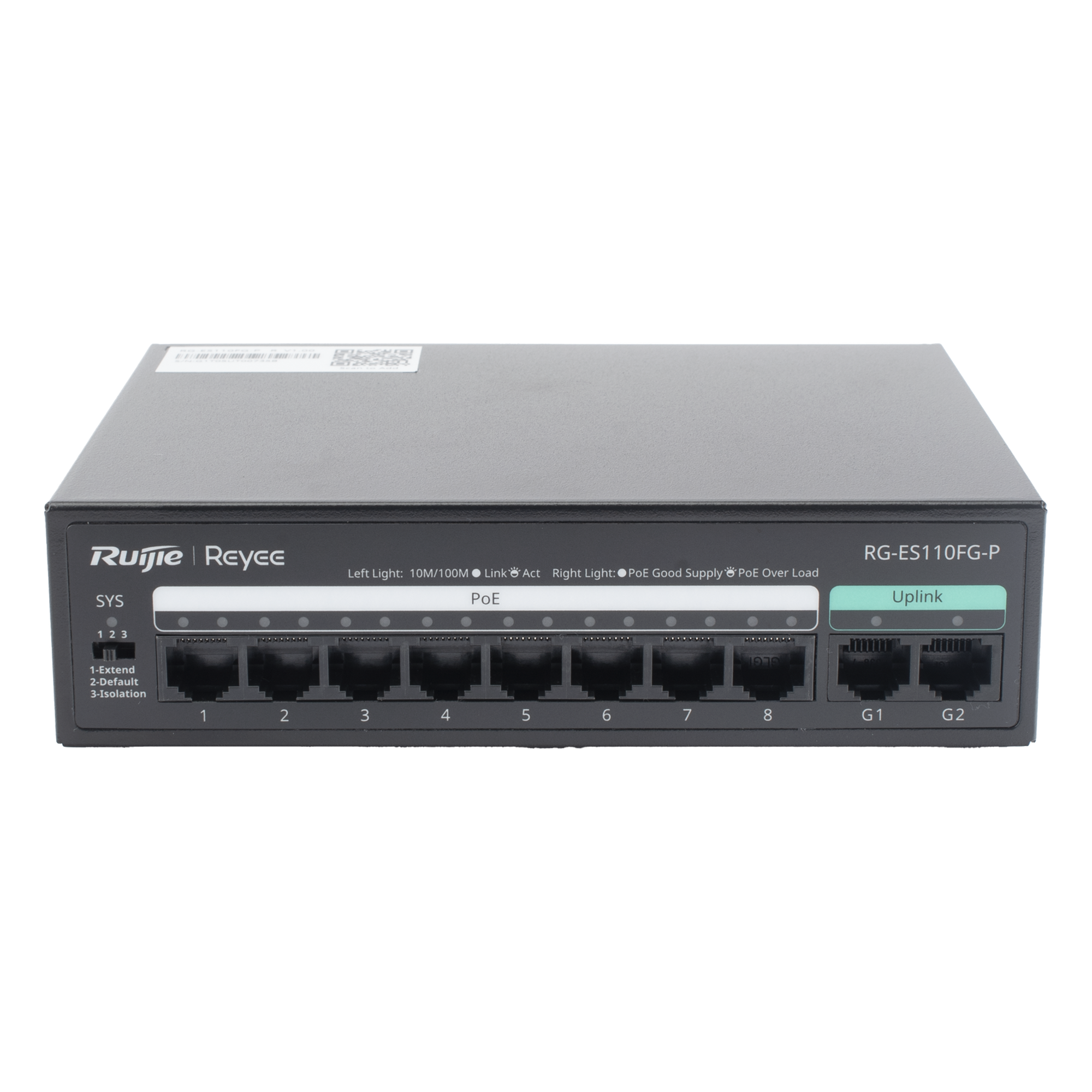 Switch PoE+ no Administrable, hasta 110 Watts, 8 puertos PoE+ 10/100 y 2 Uplinks Gigabit 1G