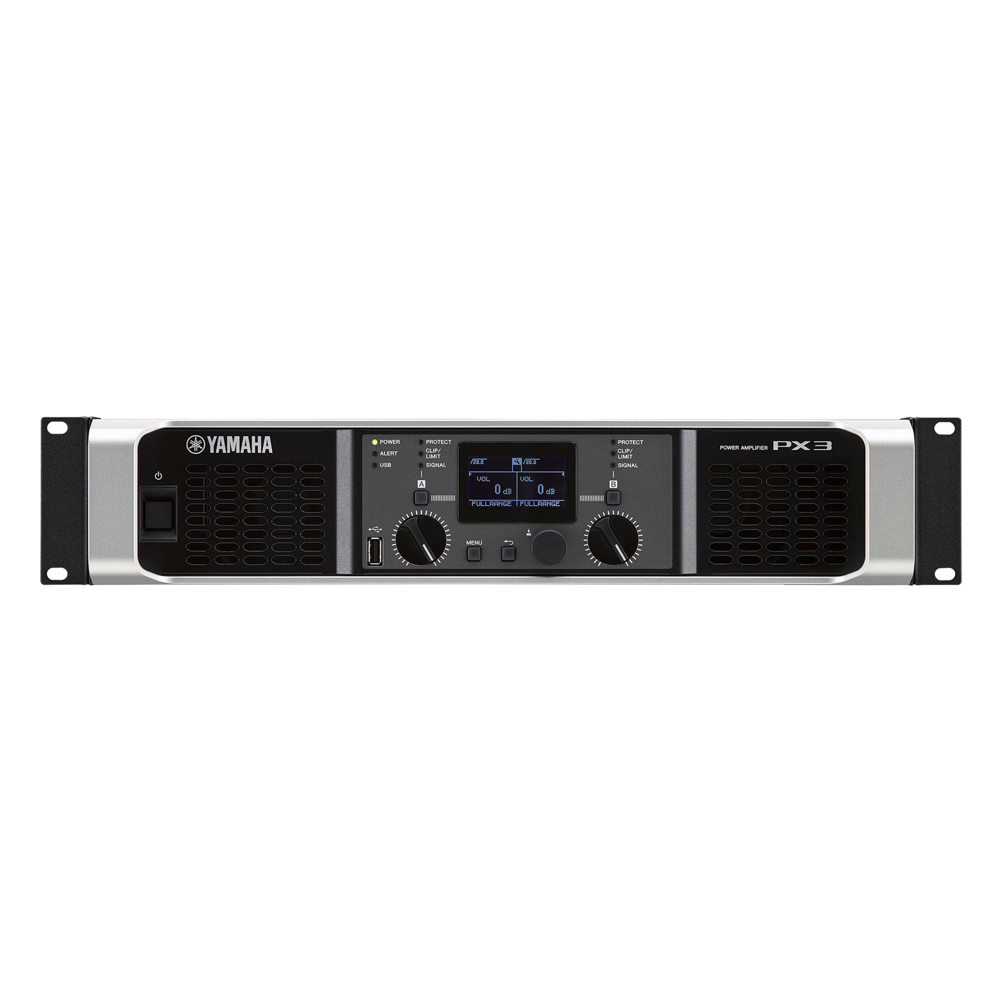 Amplificador de audio Clase D | 300 W x 2 a 8Ω | 500 W x 2 a 4Ω. | Baja Impedancia | Procesamiento Inteligente — YAMAHA · SKU PX3
