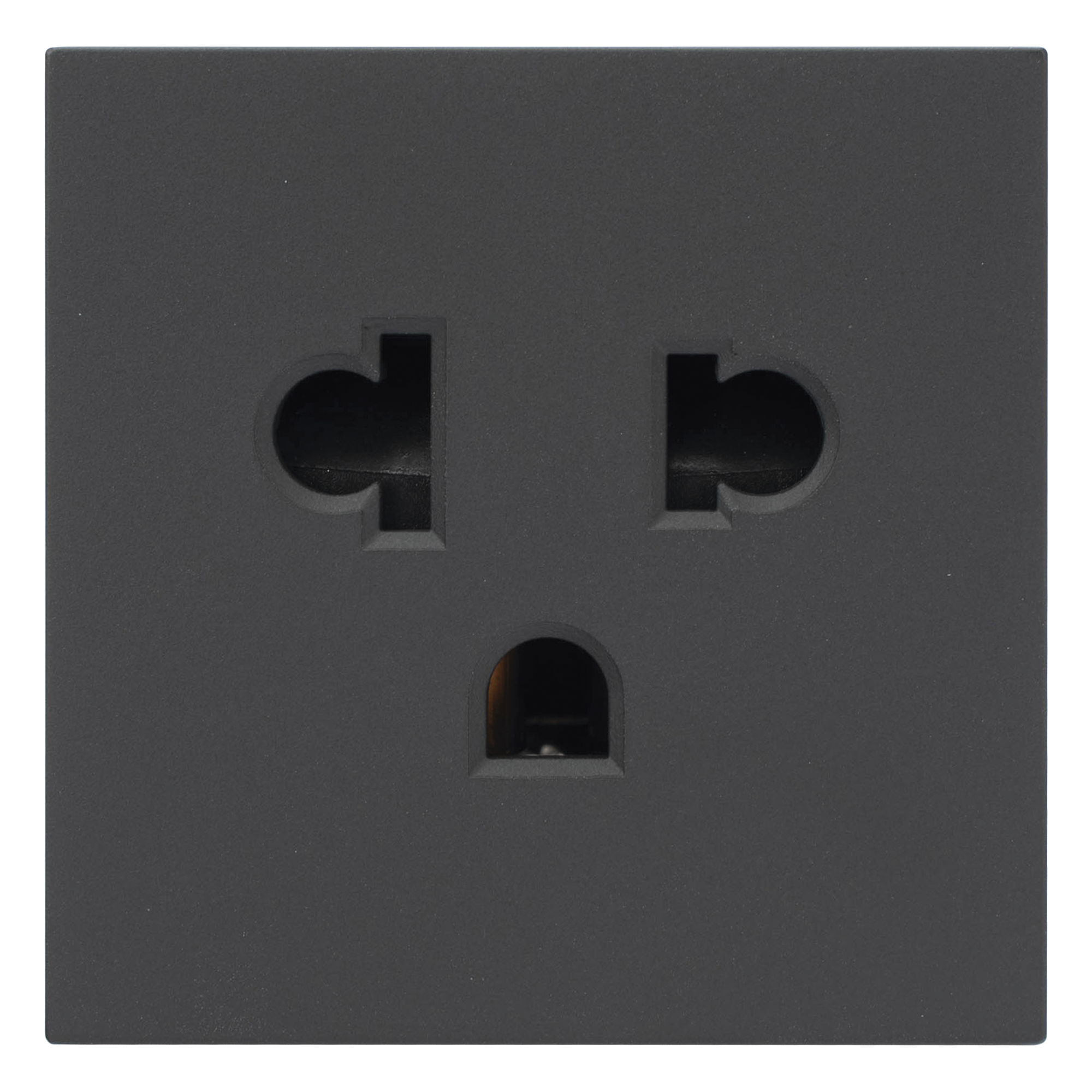 Módulo para Tomacorriente Euroamericano / Color Grafito / 45x45 mm (1.77 x 1.77 Pulgadas) / Compatible con Torres y Cajas para Escritorio de la Marca Simon — SIMON · SKU SM-TCEA-G