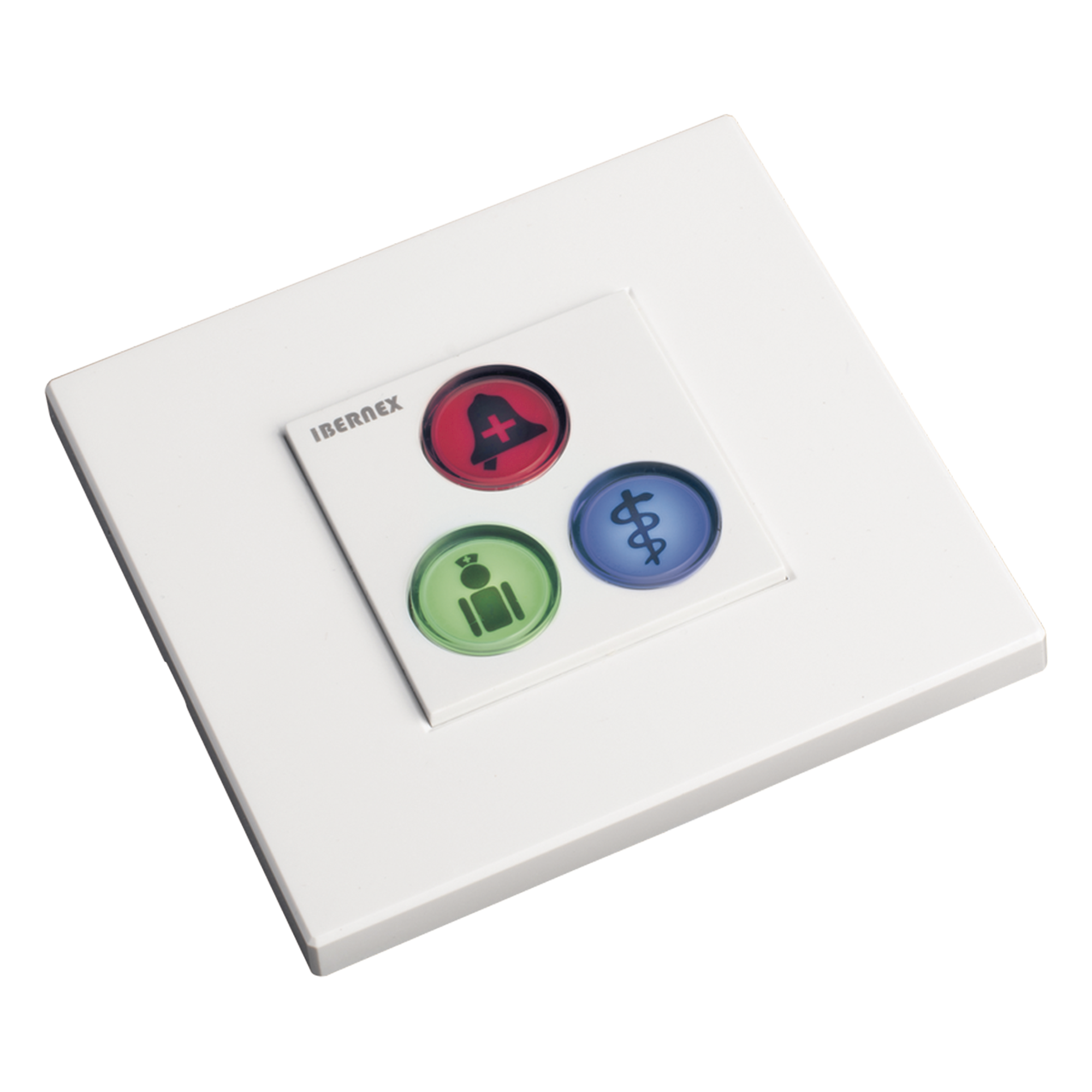 Modulo de 3 Botones iluminados para habitación de Hospital / Alarma / Cancelar y Código Azul / BUS RS485 / Compatible con NX0019/B, NX1021 Y NX0015 — IBERNEX · SKU NX0394