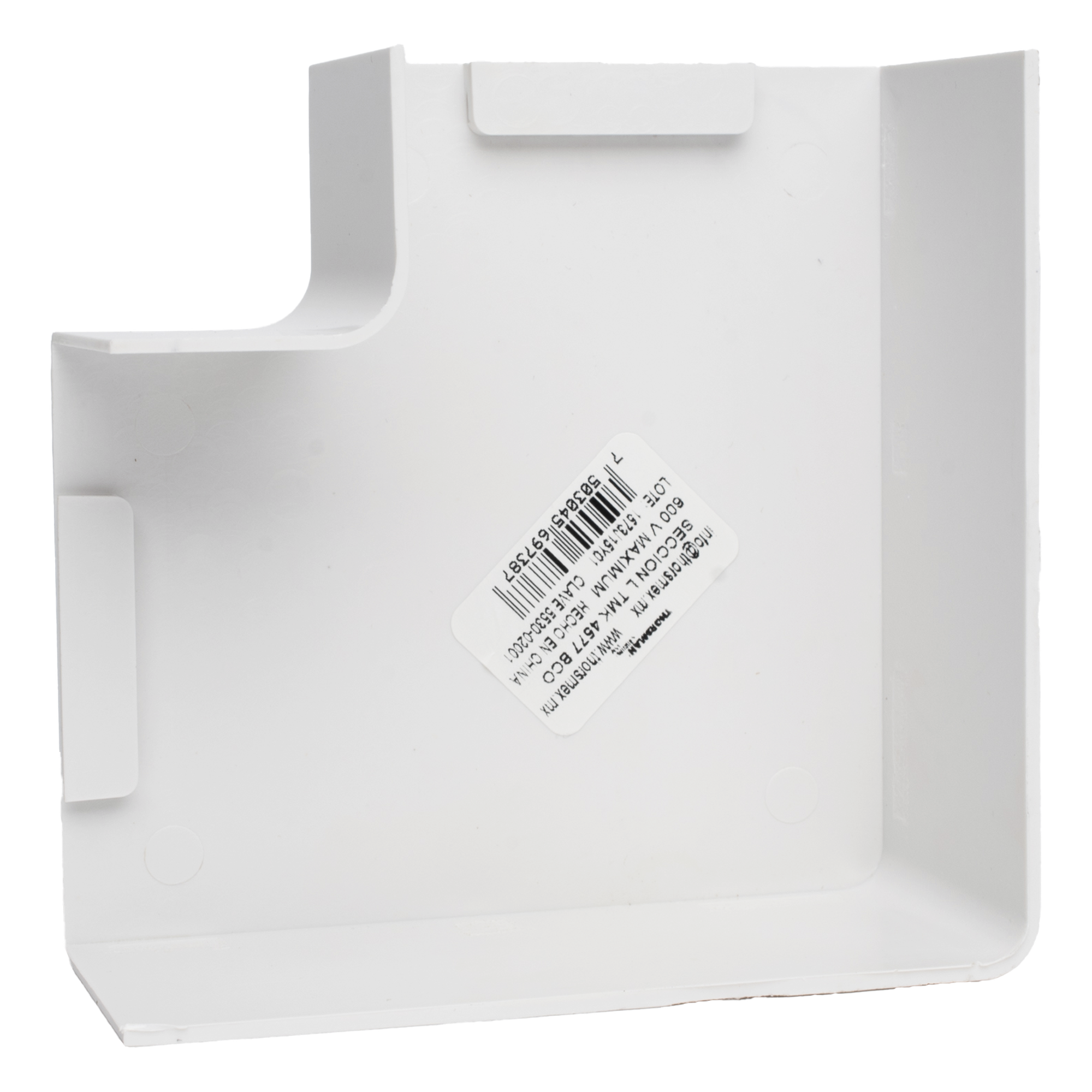 Sección en "L" Color Blanco de PVC Auto Extinguible, Para Canaleta TMK-4577 (5530-02001)