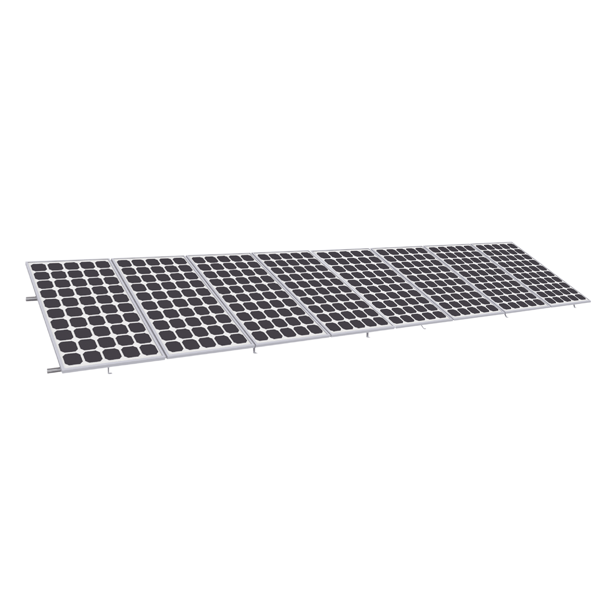 Montaje para Panel Solar / Riel 8 de 5.4 m (17.7 ft) / 1x8 Módulos 35 mm / Inclinación 20° a 45° / Resistencia Viento 136 km/h — EPCOM POWERLINE · SKU KIT8PVEKTOR8R
