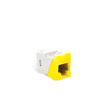 Jack Ultramax Cat5e, UTP, Montaje Híbrido en Placa de Pared (Plano y Angulado), Color Amarillo, Punch Down
