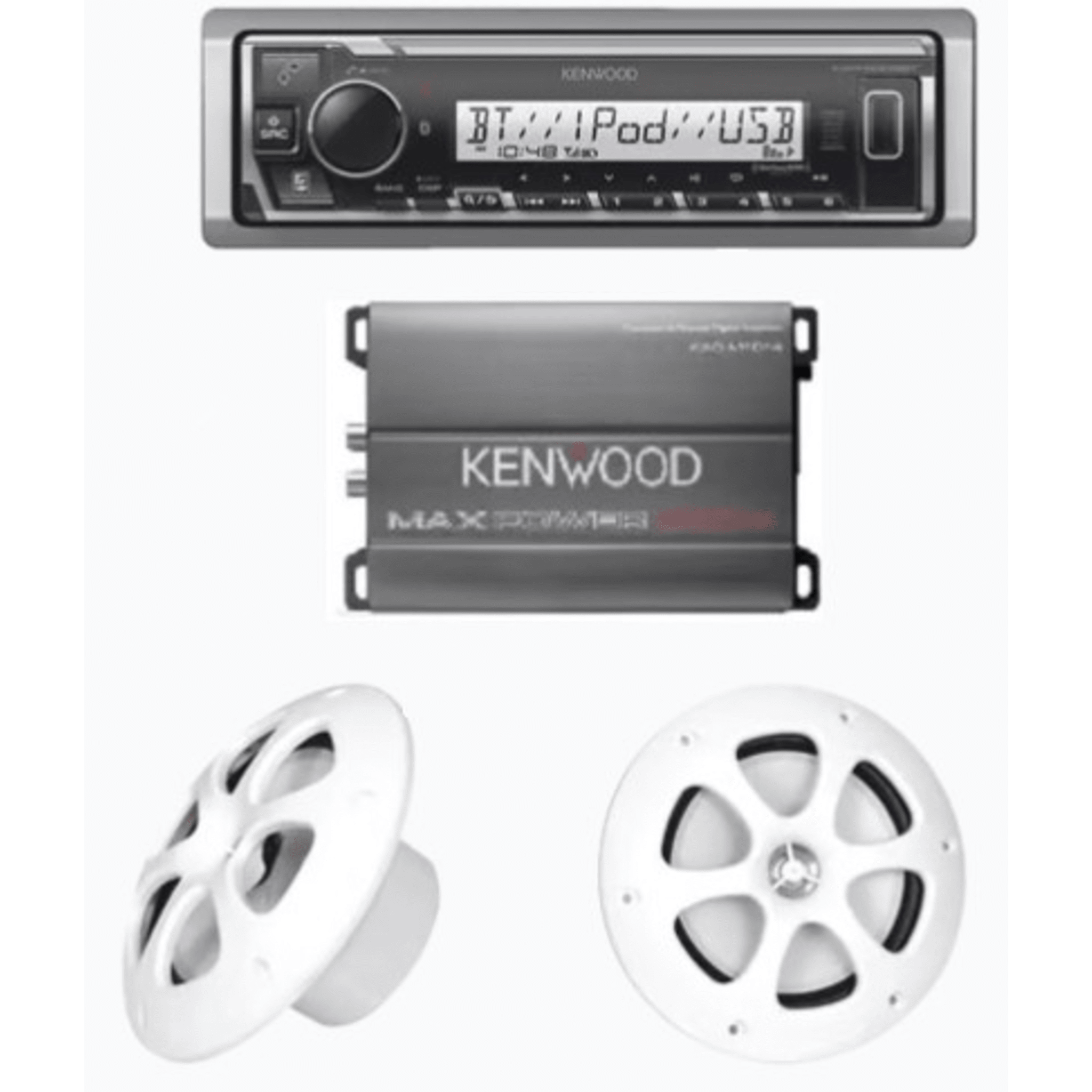 Kit de estereo con Bluetooth KMR-M332BT | Amplificador KAC-M1814 | mas Par de bocinas KFC-1613MRW — JVC KENWOOD · SKU KEA4/1613MRW