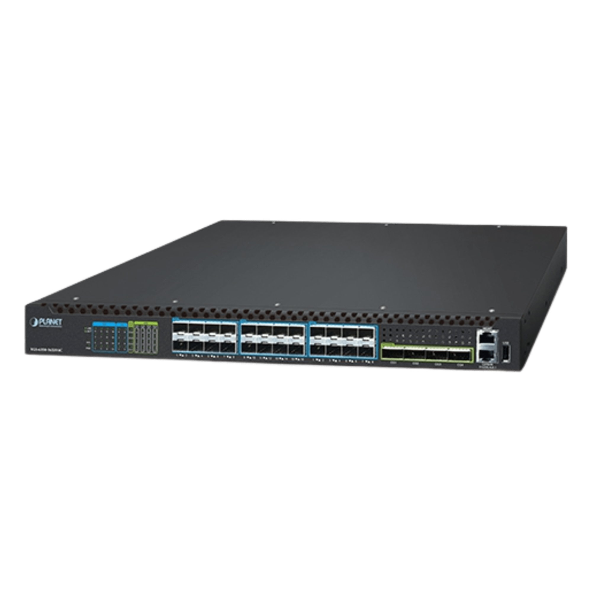 Switch Gestionado Capa 3 / Puertos 100G QSFP28 / 25G SFP28 / 10G SFP+ / Conmutación Non-Blocking 1520 Gbps / Apilado 10 Unidades / ERPS G.8032 / Fuente Redundante Hot-Swap