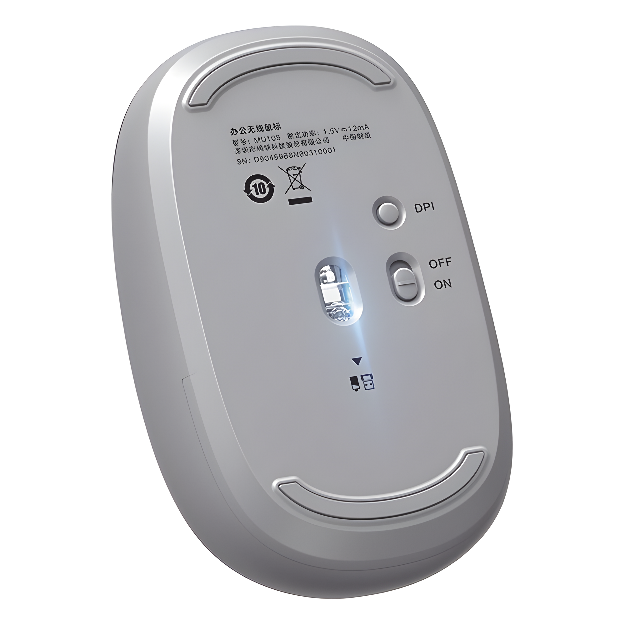 Mouse Inalámbrico 2.4G 800/1200/1600/2400 DPI | Función de 3 botones | Alcance 10m | Silencioso | Ergonómico | Anti-caída y Anti-interferencias | Batería Alcalina AA incluida | Color Grey.
