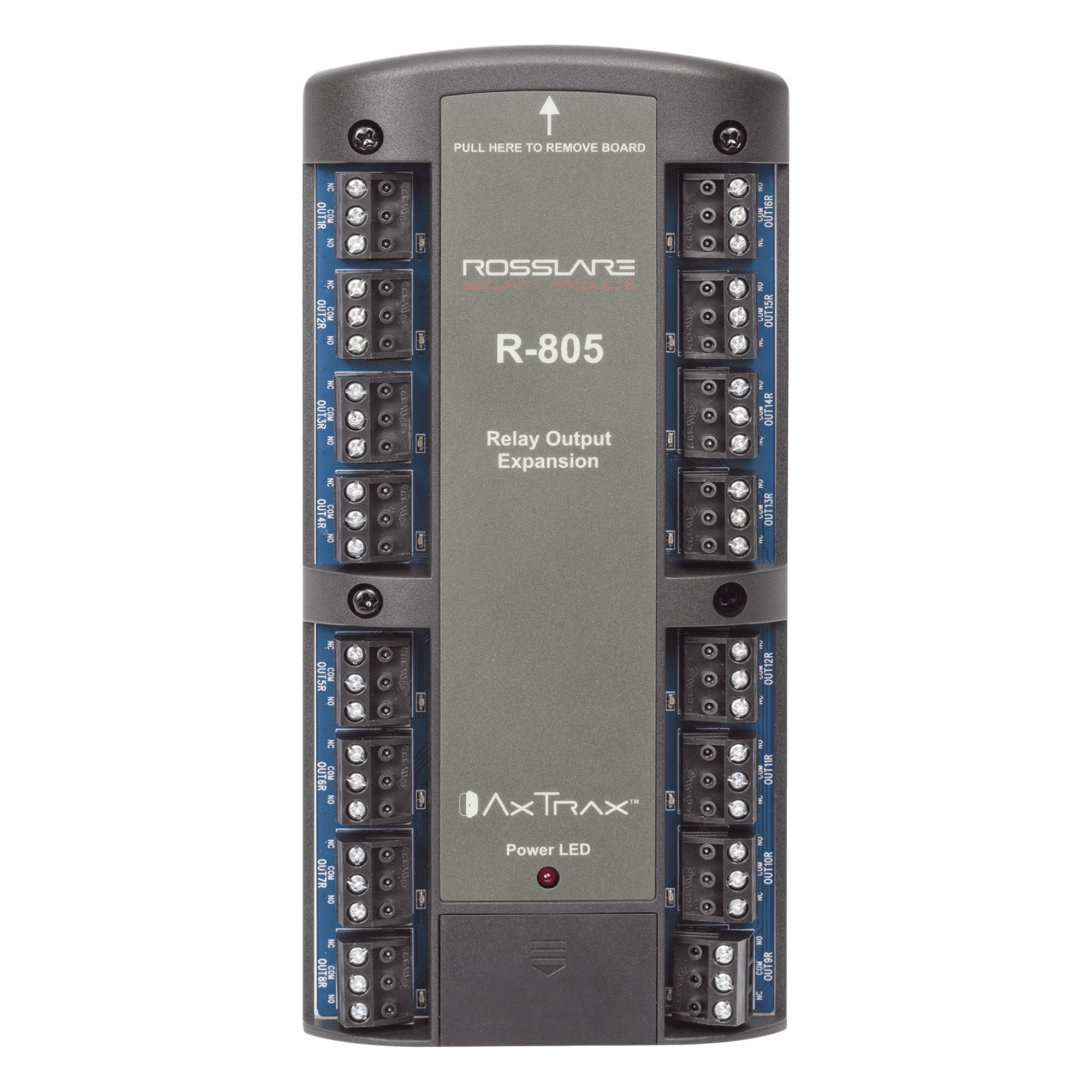 Tarjeta expansora de 16 salidas de relevador para AC825IP — ROSSLARE SECURITY PRODUCTS · SKU R-805