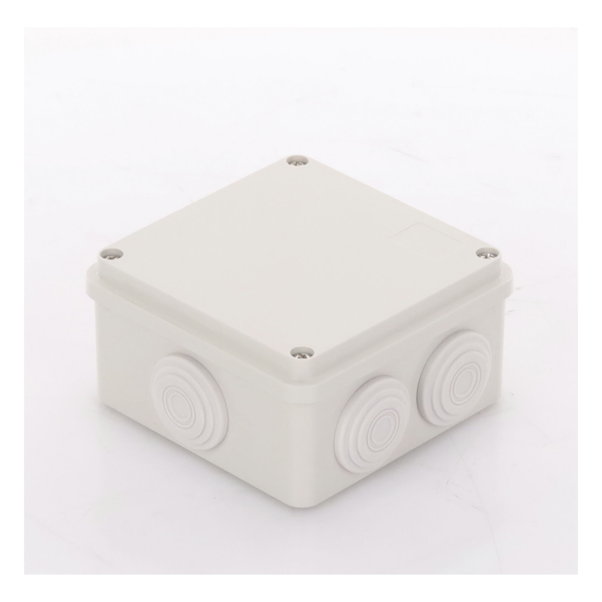 Caja Derivación-Conexión de Plástico (100 X 100 X 54 mm) con 7 Glándulas de Goma. Para Instalaciones Comerciales, Residenciales e Industriales. Incluye Tornillería para su Tapa. 
