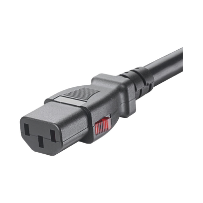 Cable de Alimentación Eléctrica Con Bloqueo de Seguridad, de IEC C14 a IEC C13, 1.2 Metros de Largo, Color Negro, Paquete de 10 Piezas