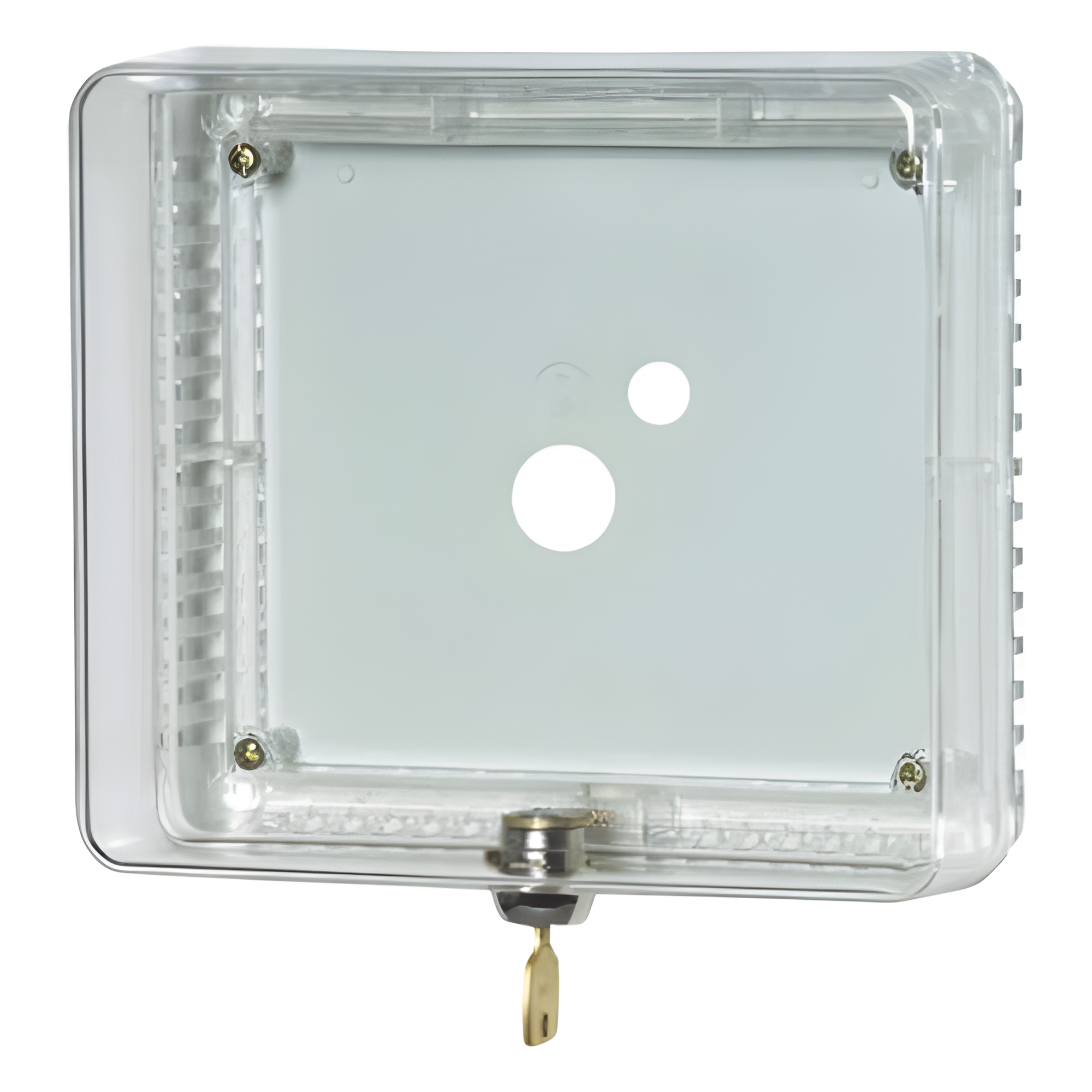 Guarda antimanipulación para termostato de pared, cubierta transparente, tamaño mediano, montaje vertical u horizontal con cerradura de llave — HONEYWELL HOME RESIDEO · SKU TG511A1000/U