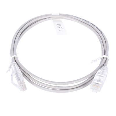 Cable de Parcheo Slim UTP Cat6 - 1.5 Metros (4.92 Pies) Gris Diámetro Reducido (28 AWG)