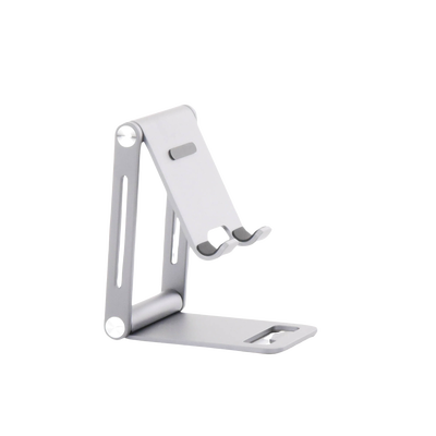 Soporte para Teléfono Celular de Aluminio | Angulo Ajustable | Amplia Compatibilidad con dispositivos de 4.7'' a 7.9'' | Antideslizante | Antiarañazos | Plegable | Color Gris.