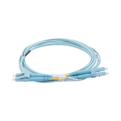 Jumper de Fibra Óptica Multimodo OM3 50/125 LC-LC OFNR (Riser), 2.0 mm, Dúplex, Aqua, 2 Metros (6.56 Pies)