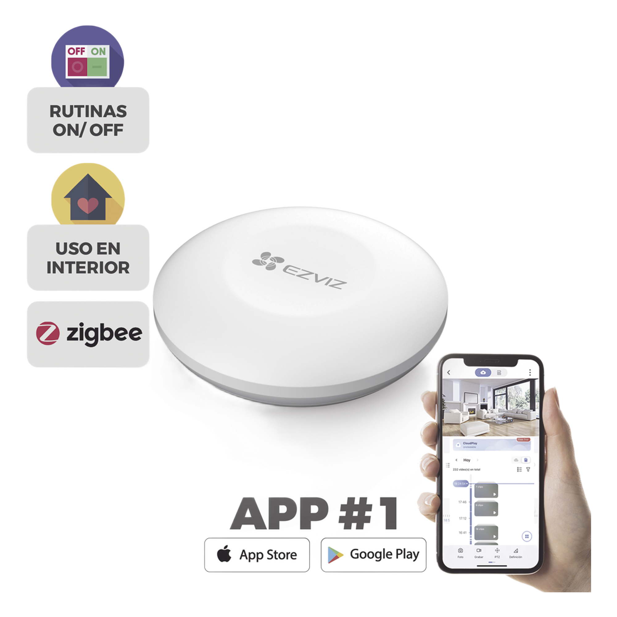 Botón de Emergencia Inalambrico / Compatible con Kit de Alarmas EZVIZ / Protocolo Zigbee · SKU CS-T3C