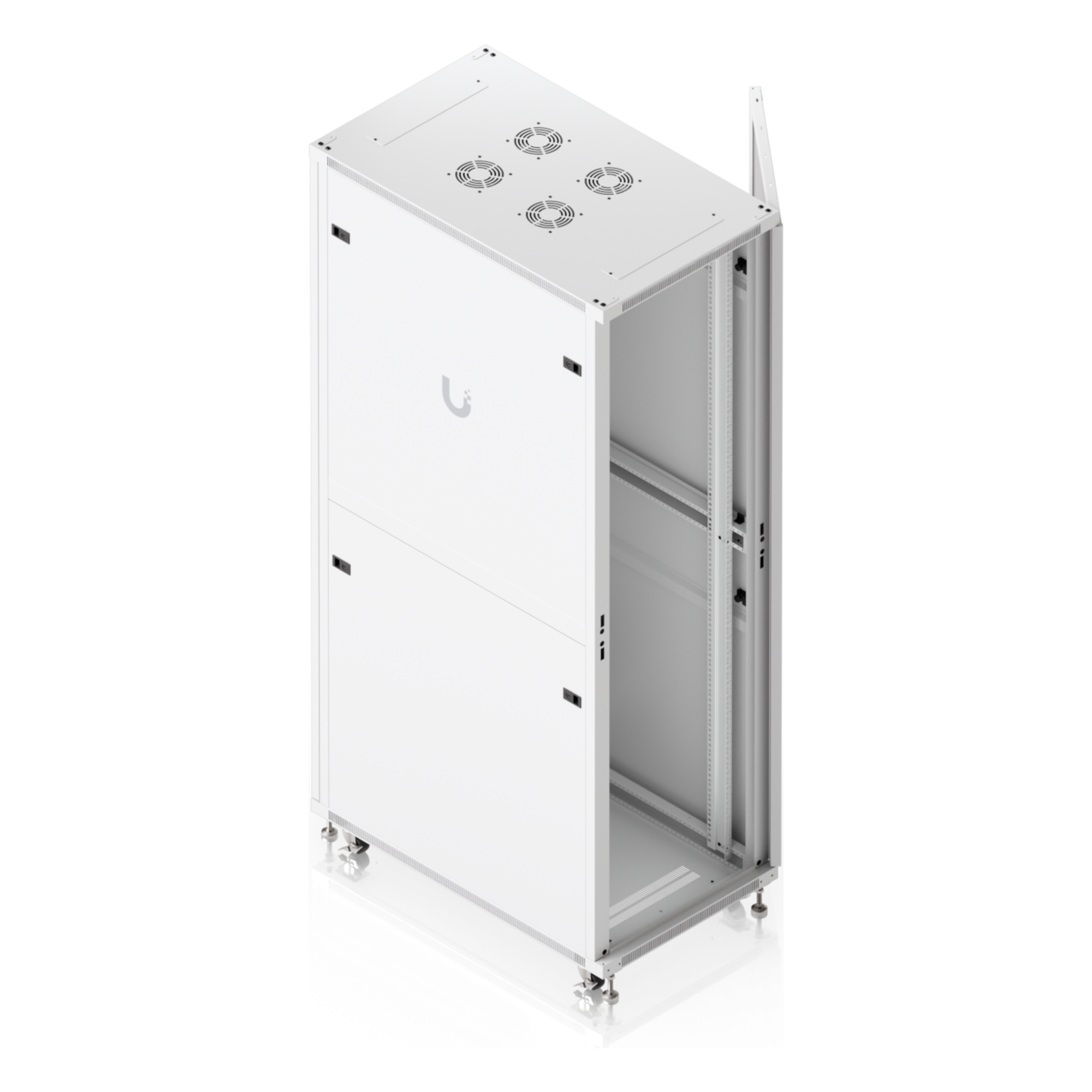 Gabinete Rack de Piso / 42U / 600 x 1000 mm (23.6 x 39.4') / Carga 800 kg (1763.7 lb) / Ventiladores con Sensor Térmico / Puerta Vidrio Templado / Ruedas Bloqueables