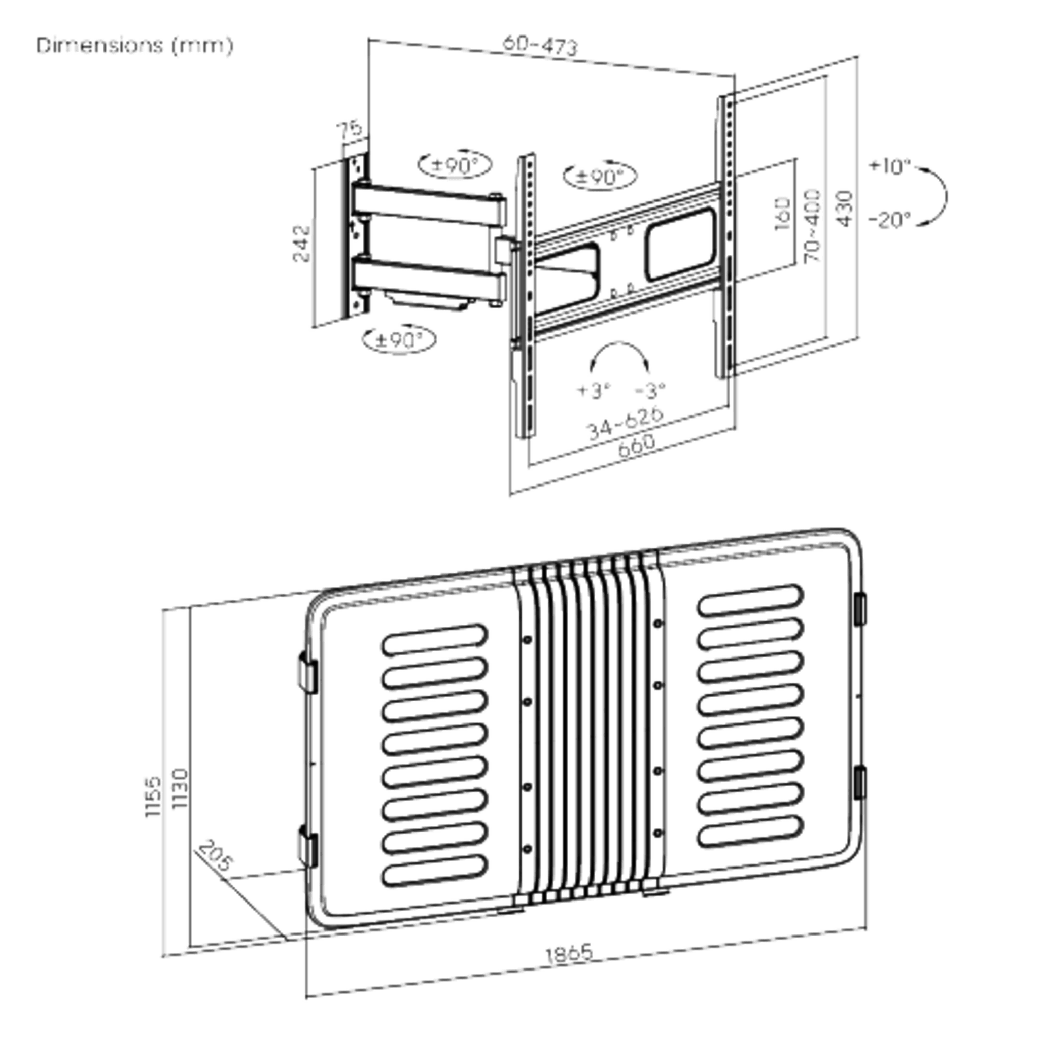 ENCLOSURE PARA PANTALLA HASTA 75" | RESISTENTE A INTEMPERIE MONTURA PARED | CAPACIDAD DE CARGA MAX. 50 KG