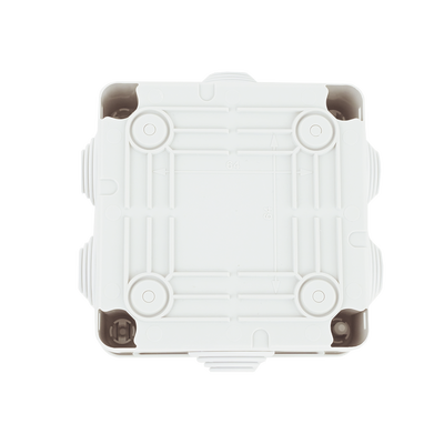 Caja Estanca de PVC Para Derivación y Conexión, 6 Entradas, Tapa con Tornillo de 1/4" de Vuelta, 100x100x50 mm (Área Interna), Uso Exterior IP55, Material que no Propaga el Fuego y Libre de Hálogenos